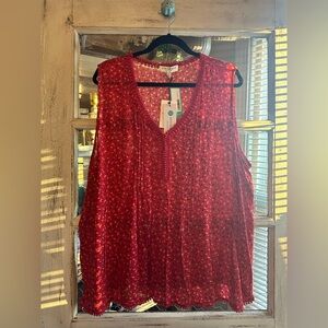 A95 NWT Skies Are Blue |  Red Patterned Sleeveless Blouse